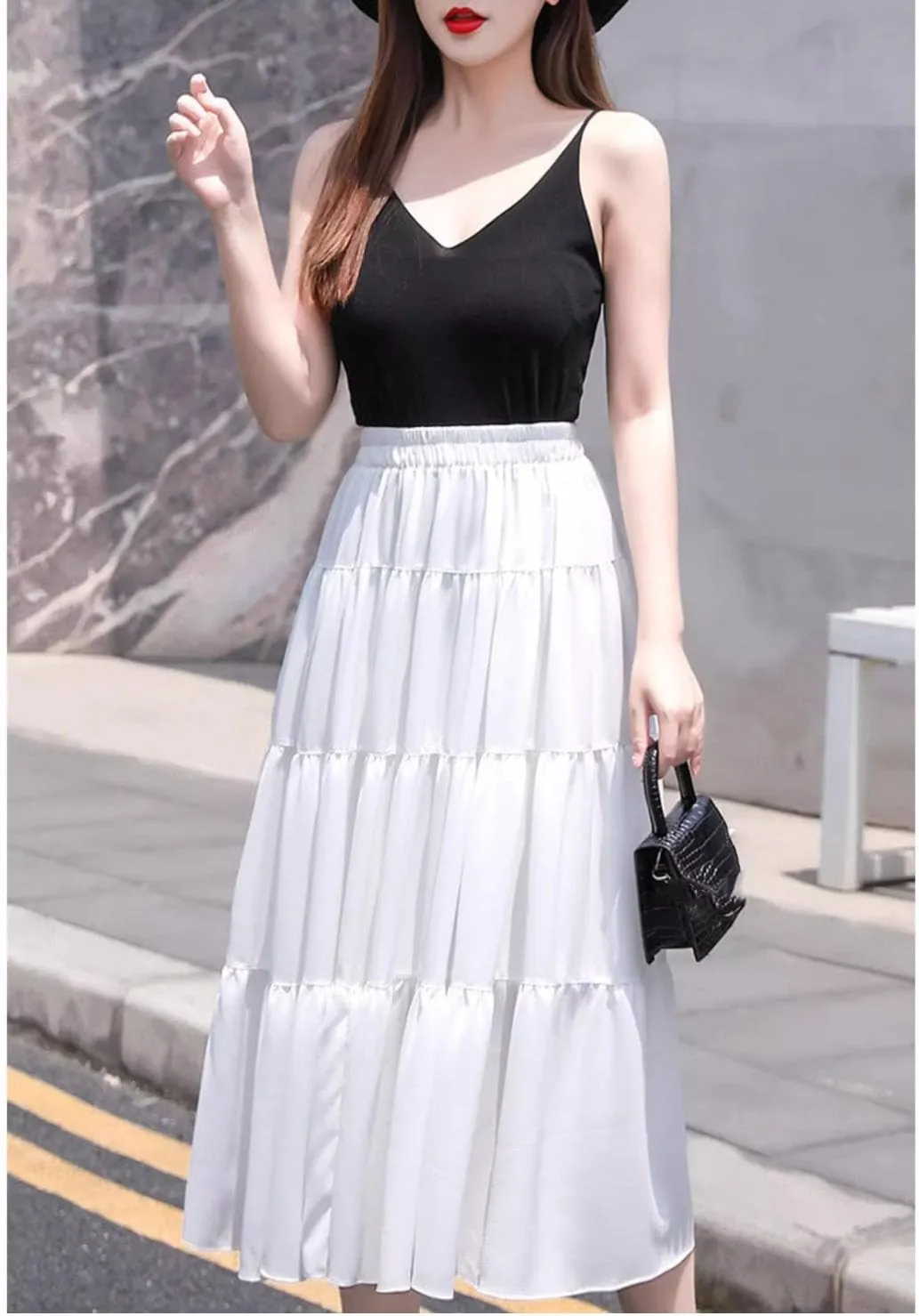 Women's Long Skirt Summer Chiffon Mid-Length A Line Skirts for Women