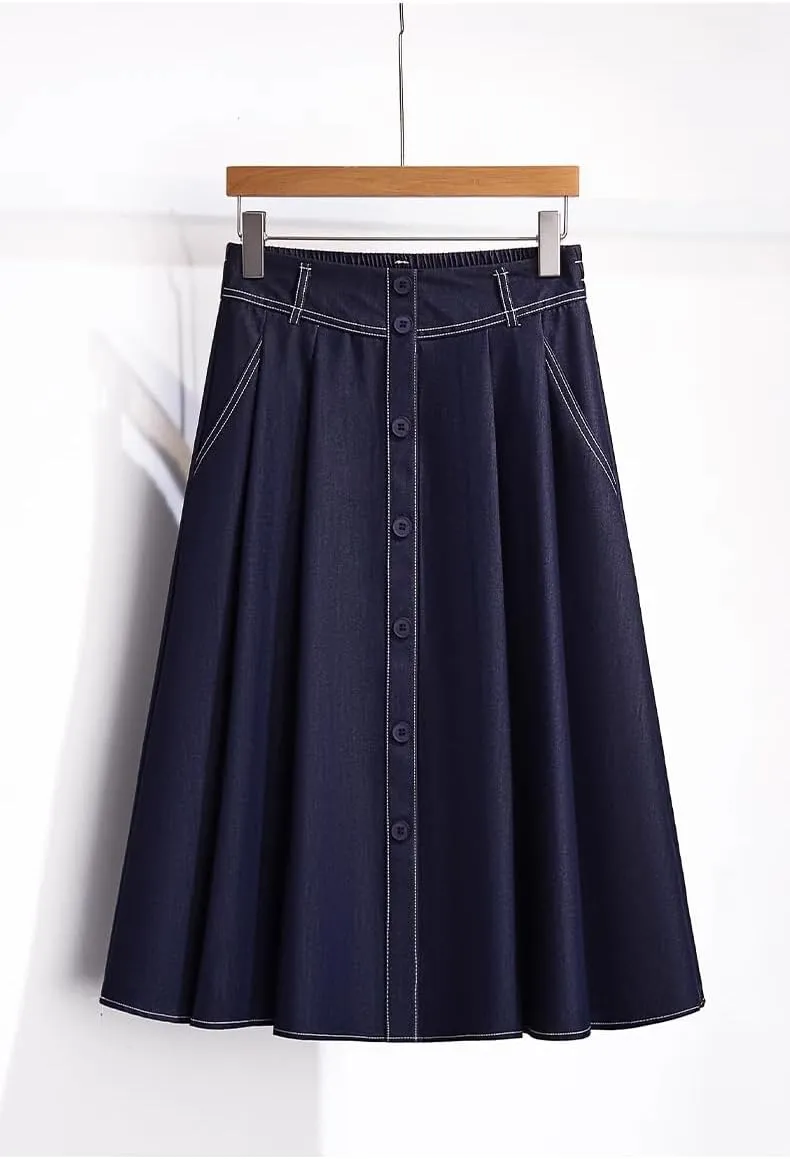 Women's Long Skirt Summer Denim Mid-Length A Line Skirts for Women