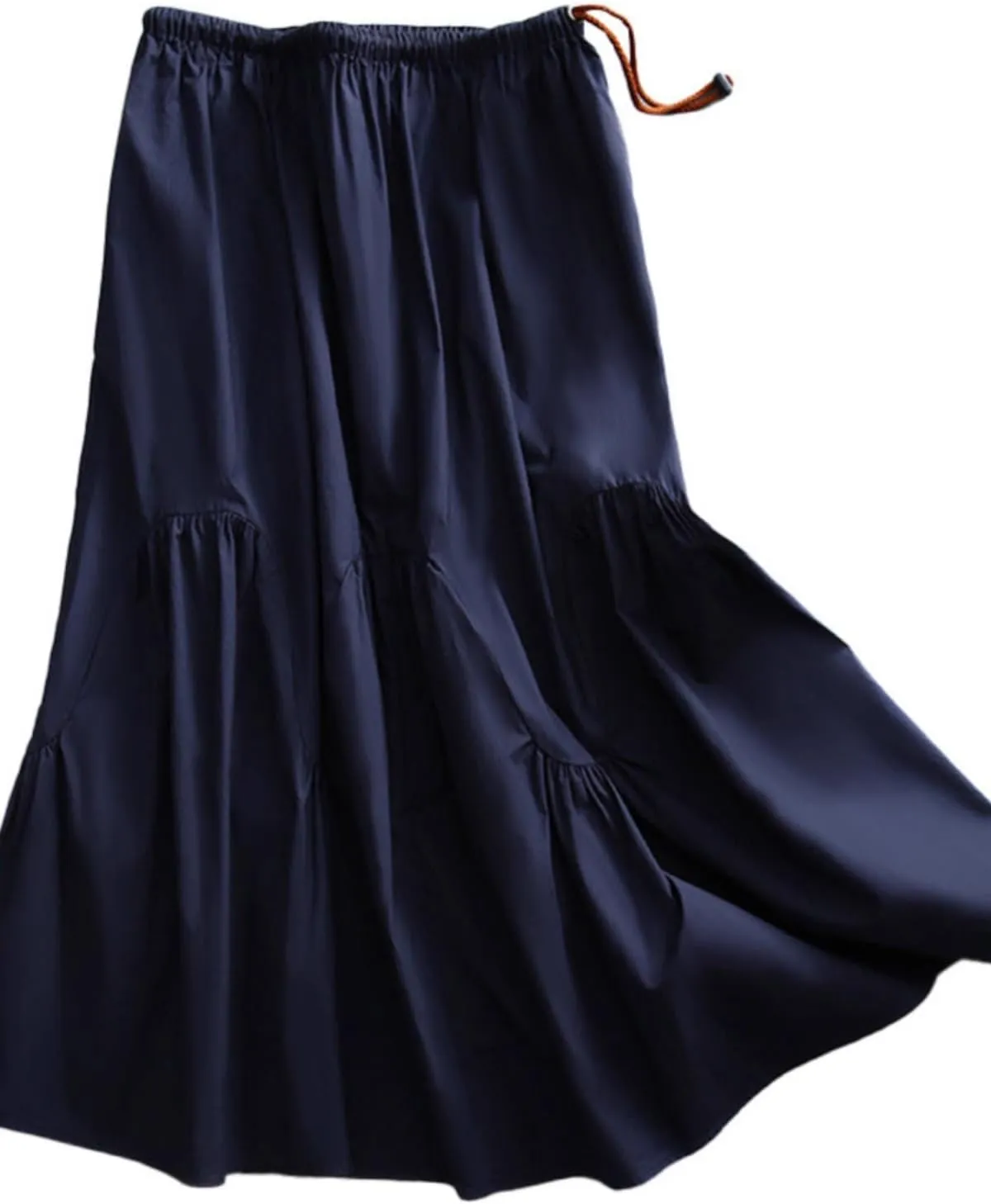 Women's Long Skirt Summer Elastic Waist Blue A Line Skirts for Women