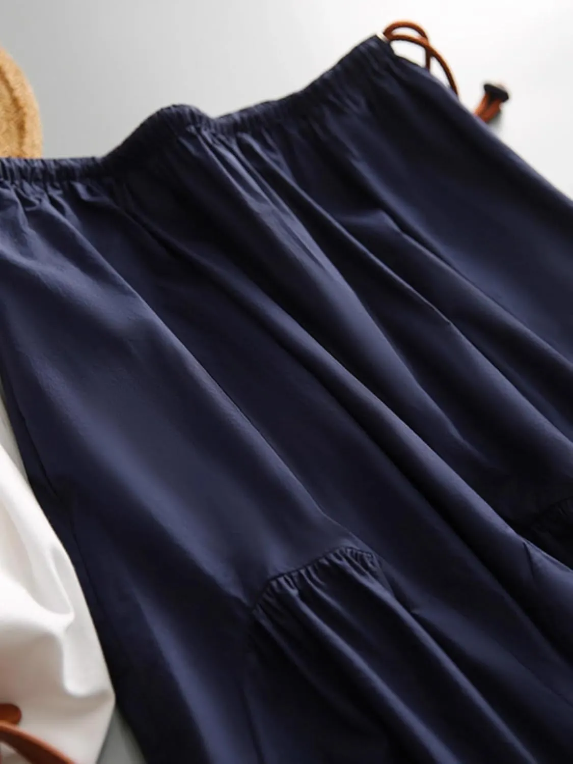 Women's Long Skirt Summer Elastic Waist Blue A Line Skirts for Women