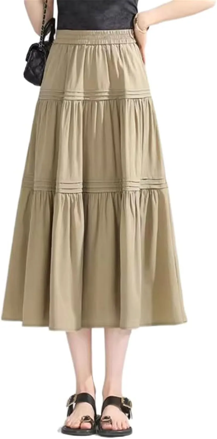 Women's Long Skirt Summer High-Waist Casual Retro A Line Skirts for Women