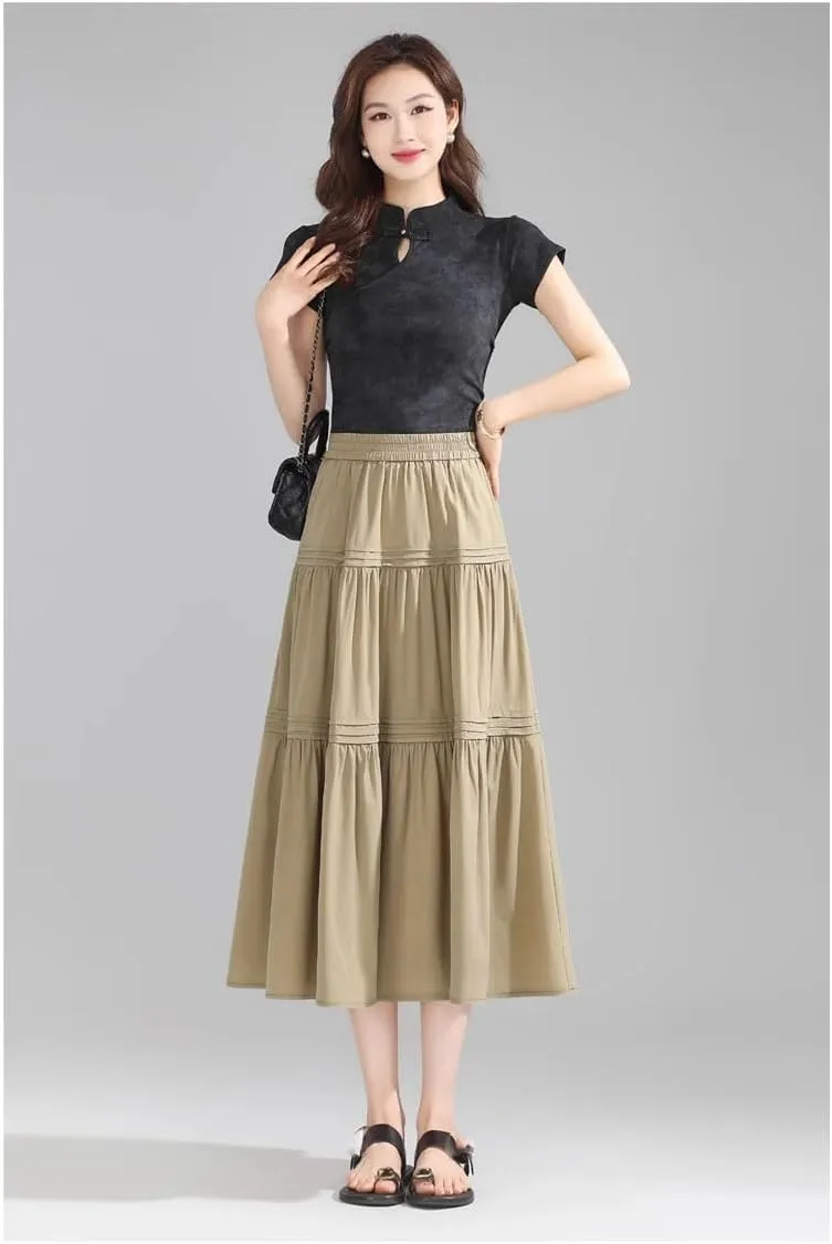 Women's Long Skirt Summer High-Waist Casual Retro A Line Skirts for Women