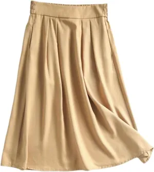 Women's Long Skirt Summer High-Waist Mid-Length A Line Skirts for Women