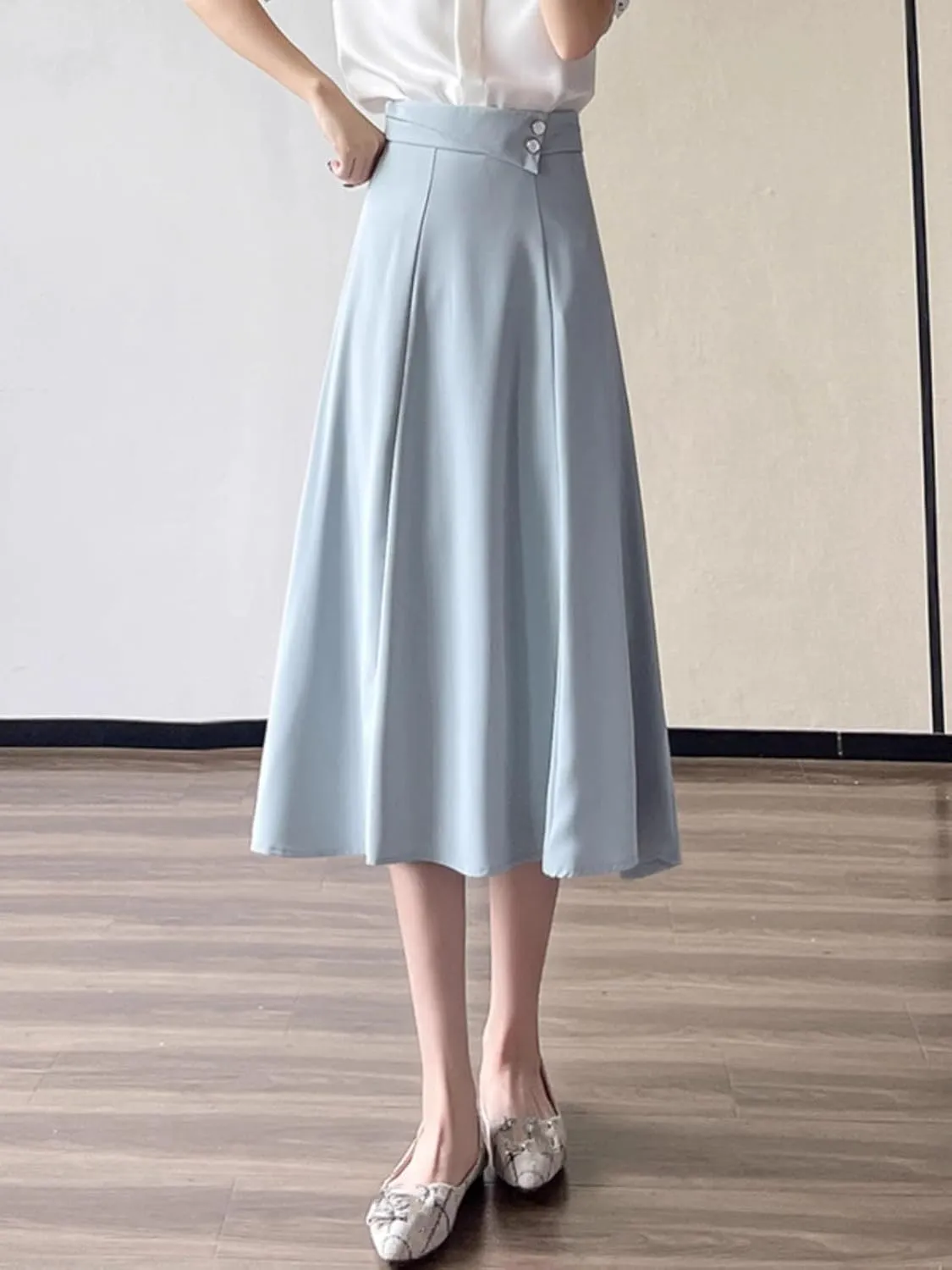 Women's Long Skirt Summer Mid-Length High-Waist A Line Skirts for Women