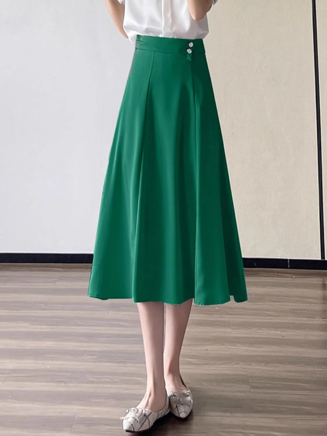Women's Long Skirt Summer Mid-Length High-Waist A Line Skirts for Women