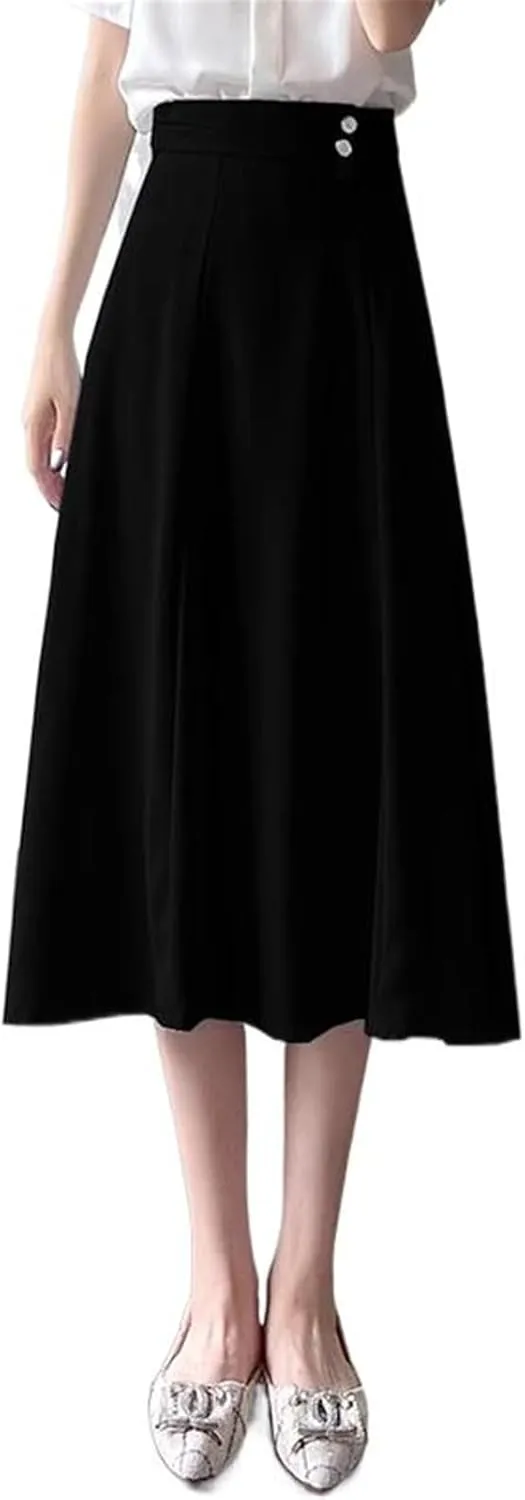 Women's Long Skirt Summer Mid-Length High-Waist A Line Skirts for Women