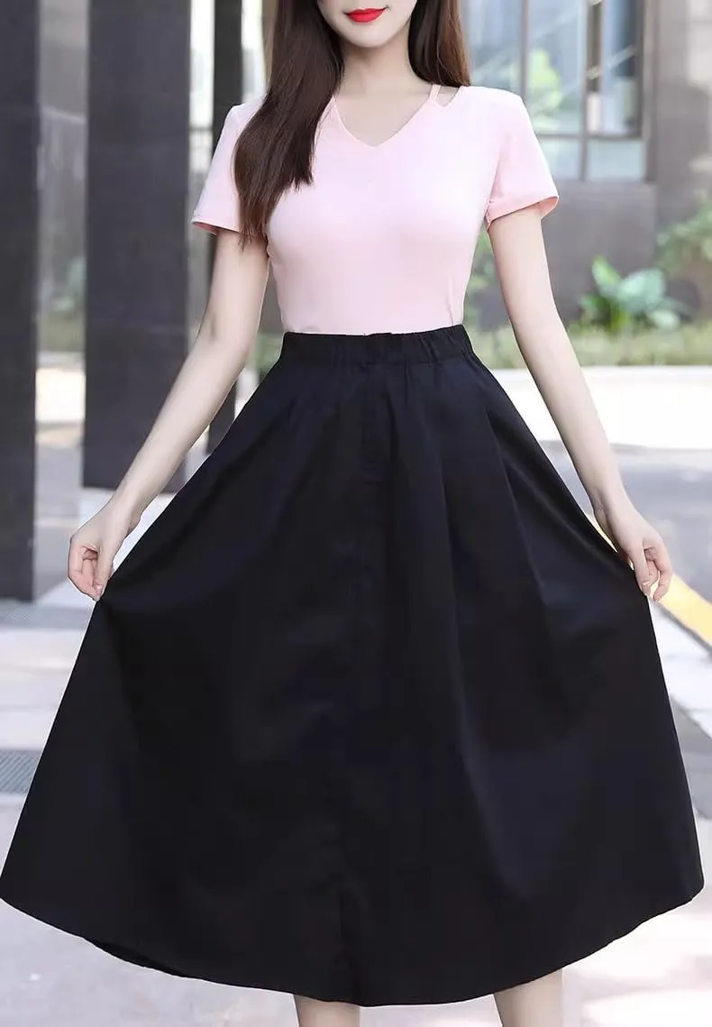 Women's Long Skirt Summer Mid-Length White A Line Skirts for Women
