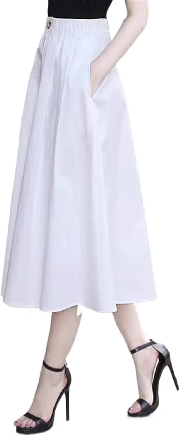 Women's Long Skirt Summer Mid-Length White A Line Skirts for Women