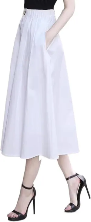 Women's Long Skirt Summer Mid-Length White A Line Skirts for Women
