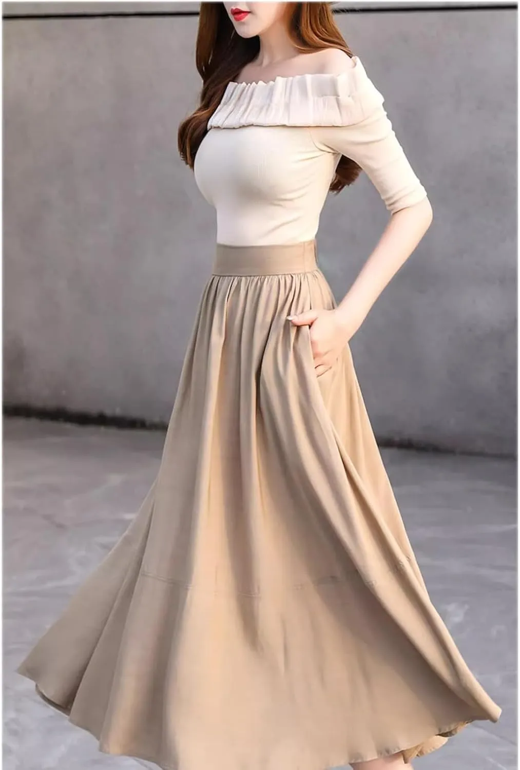 Women's Long Skirt Summer Patchwork Retro A-Line Skirts for Women