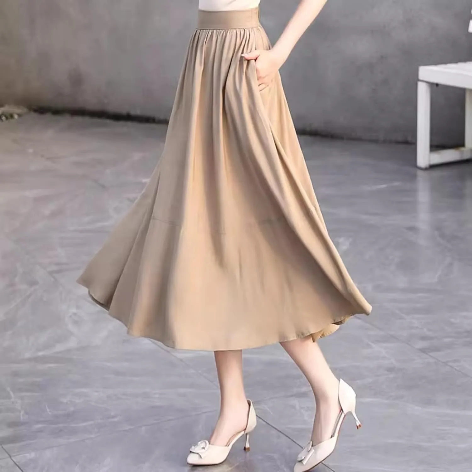 Women's Long Skirt Summer Patchwork Retro A-Line Skirts for Women