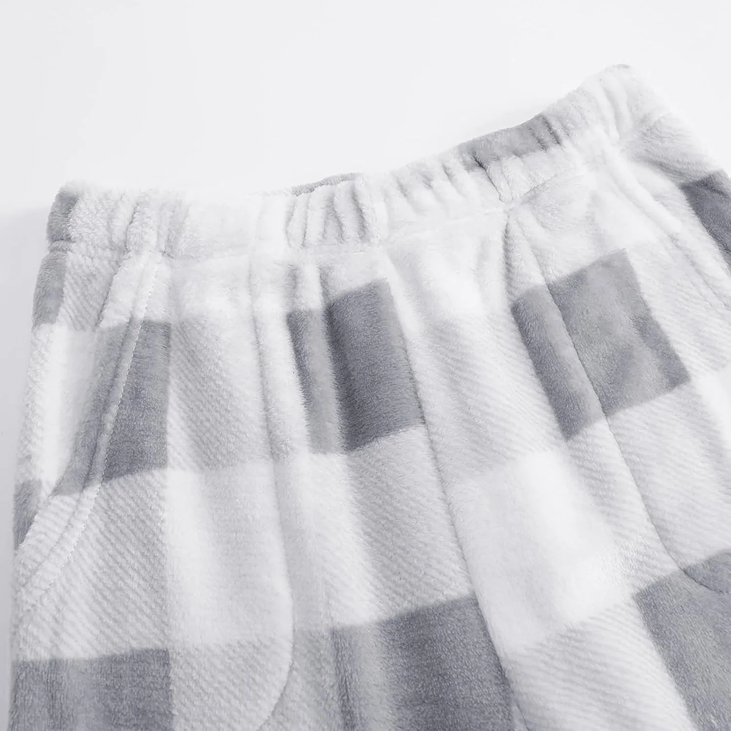 Womens Plaid Flannel Pajama Pants Elastic High Waist Sleepwear Fleece Pajama Bottoms Woven Knitted Pants