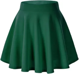 Womens Pleated Mini Skirts Solid Color Elastic High Waisted Casual Short Skirts Flared A Line Versatile Stretchy Skirts