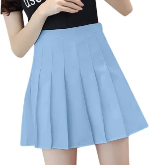 Womens Pleated Tennis Mini Skirts High Waisted A-line Skirts Summer Casual Stretchy Flared Skirts with Lining Shorts