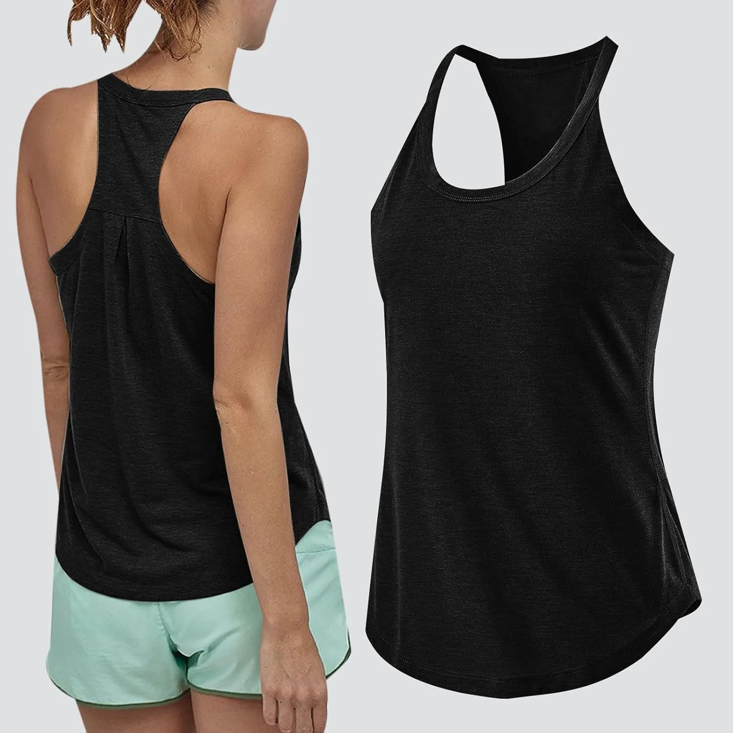 Womens Racerback Comfy Yoga Tank Tops Summer Scoop Neck Sleeveless Workout Shirts Soft Casual Running Gym Cami Top