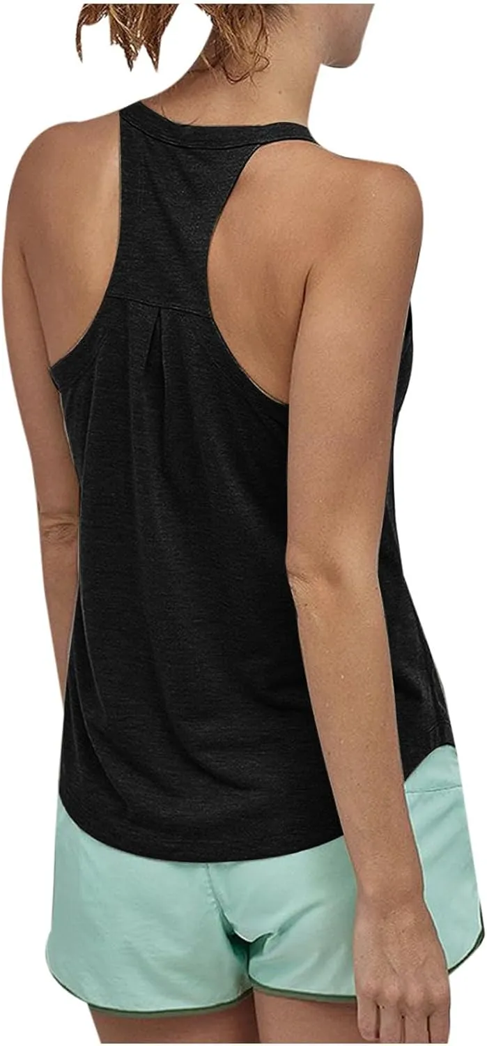 Womens Racerback Comfy Yoga Tank Tops Summer Scoop Neck Sleeveless Workout Shirts Soft Casual Running Gym Cami Top