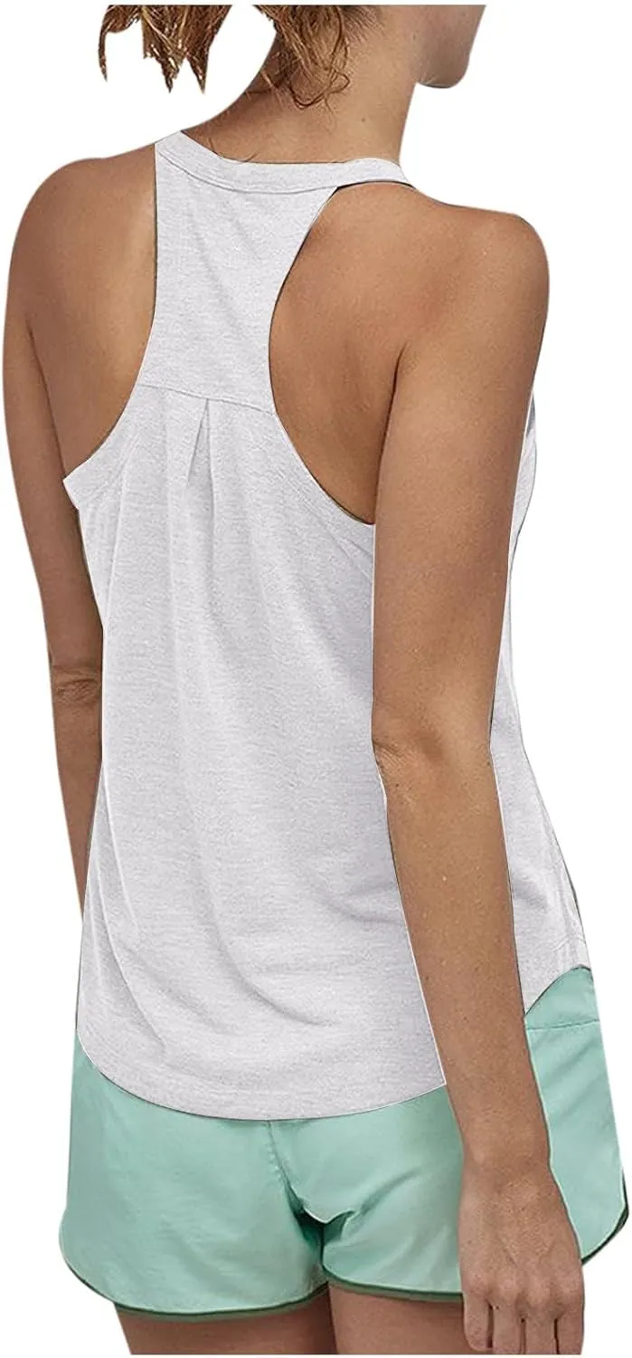 Womens Racerback Comfy Yoga Tank Tops Summer Scoop Neck Sleeveless Workout Shirts Soft Casual Running Gym Cami Top