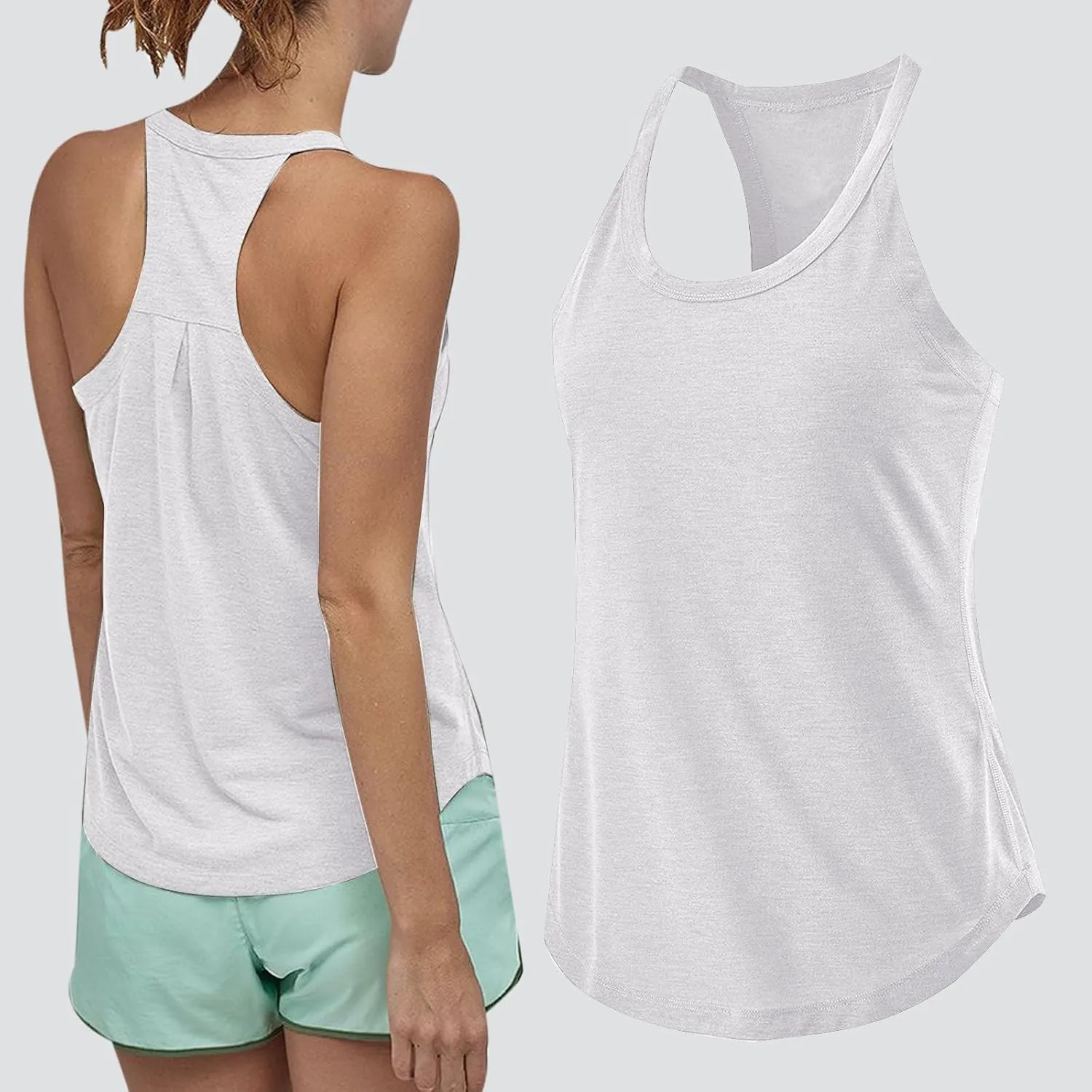 Womens Racerback Comfy Yoga Tank Tops Summer Scoop Neck Sleeveless Workout Shirts Soft Casual Running Gym Cami Top