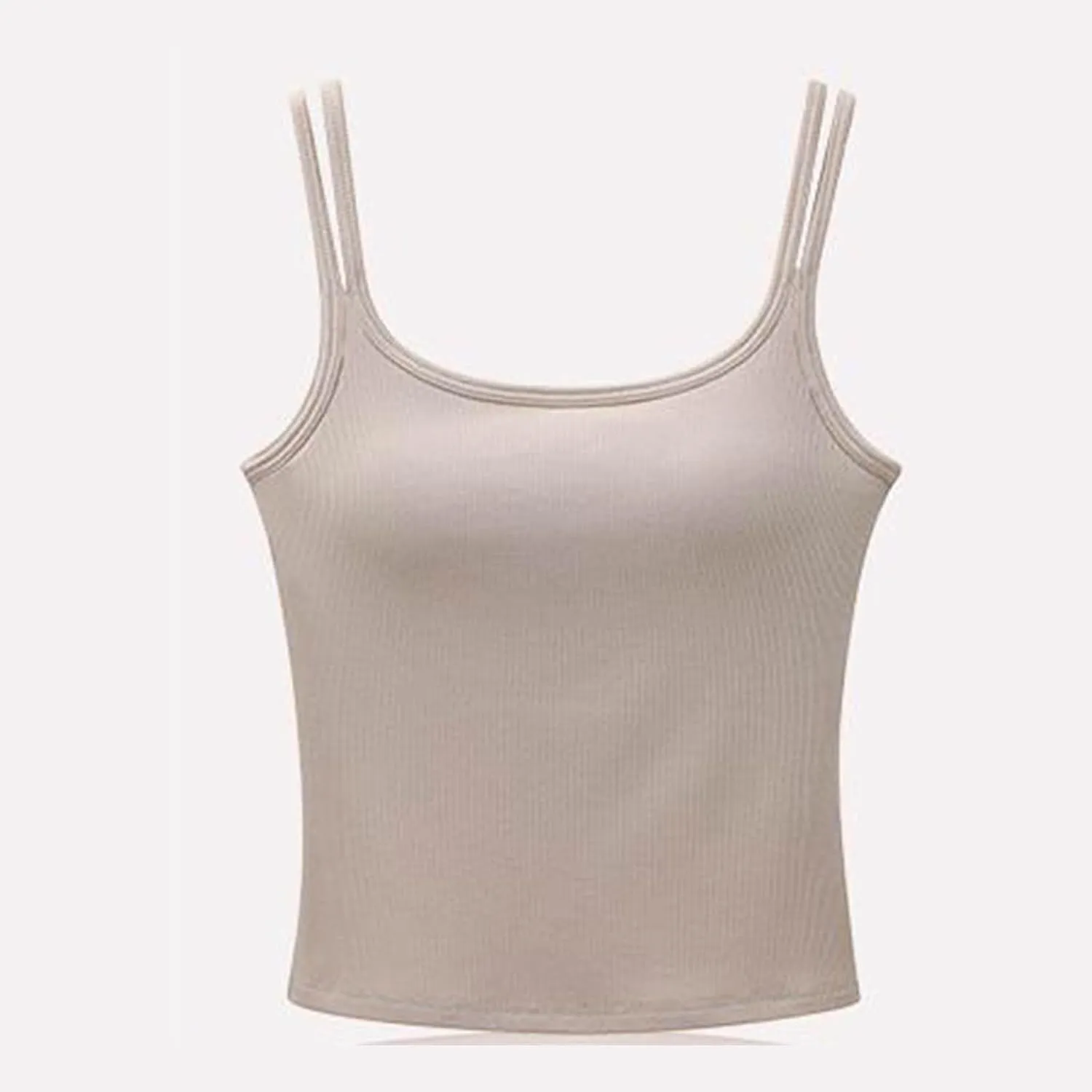 Women's Ribbed Knit Basic Cami Top Sexy Square Neck Backless Crop Tops Summer Form Fitting Built in Bra Yoga Tanks