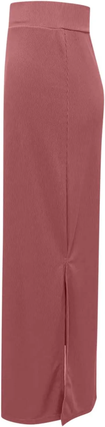 Womens Skirts Midi Length Solid Color Hip-Wrapped Split Skirt Sexy Elasticity Bodycon Skirts Trendy Elegant Skirt