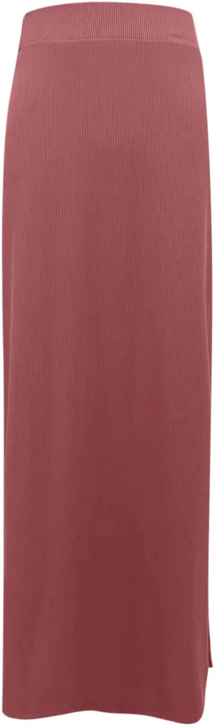 Womens Skirts Midi Length Solid Color Hip-Wrapped Split Skirt Sexy Elasticity Bodycon Skirts Trendy Elegant Skirt