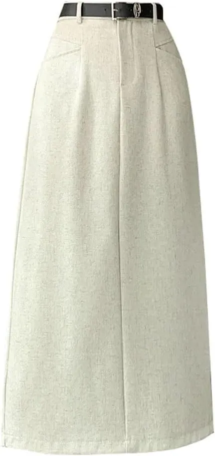 Women's Solid Color A-Line Skirts High Waist Casual Midi Skirts