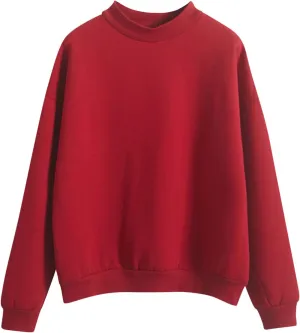 Womens Solid Color Sweatshirts Autumn Trendy Crew Neck Cotton Daily Long Sleeve Pullover Tops Teen Girls Preppy Clothes