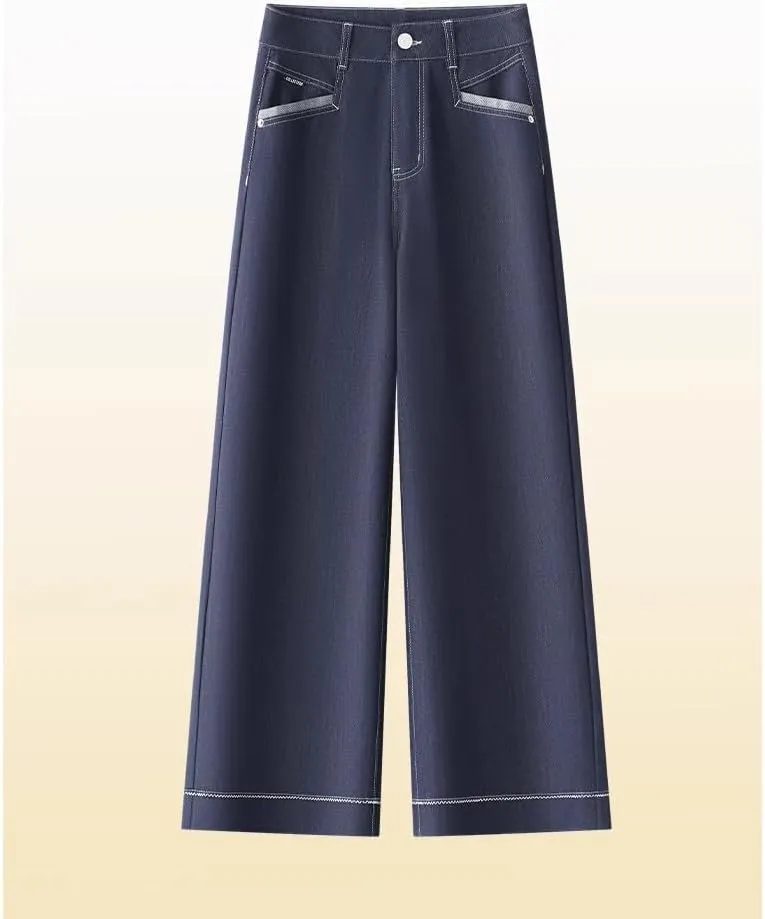 Women's Stretch Wide-Leg Jeans High-Waisted All-Season Straight Pants