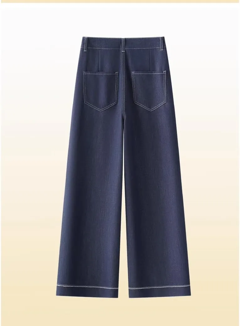 Women's Stretch Wide-Leg Jeans High-Waisted All-Season Straight Pants