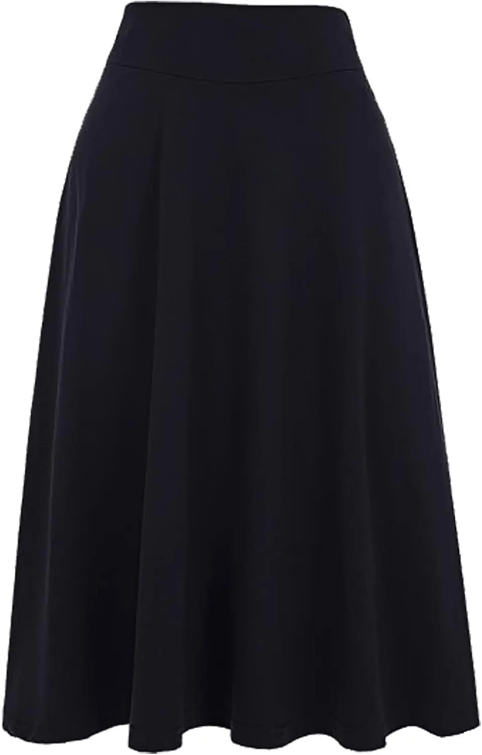 Women's Stretchy High Waist Flare A-Line Midi Skirt Solid Knee Length Elegant Skirts Casual Summer Loose Flowy Skirt