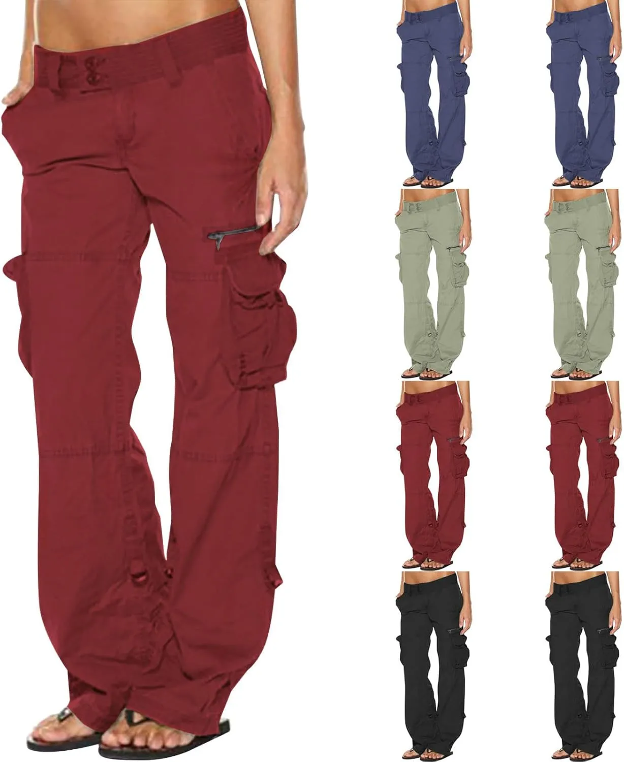 Women's Stretchy Tactical Cargo Pants High Waisted Casual Joggers Plus Size Skinny Trousers Cargo Pants with 6 Pockets