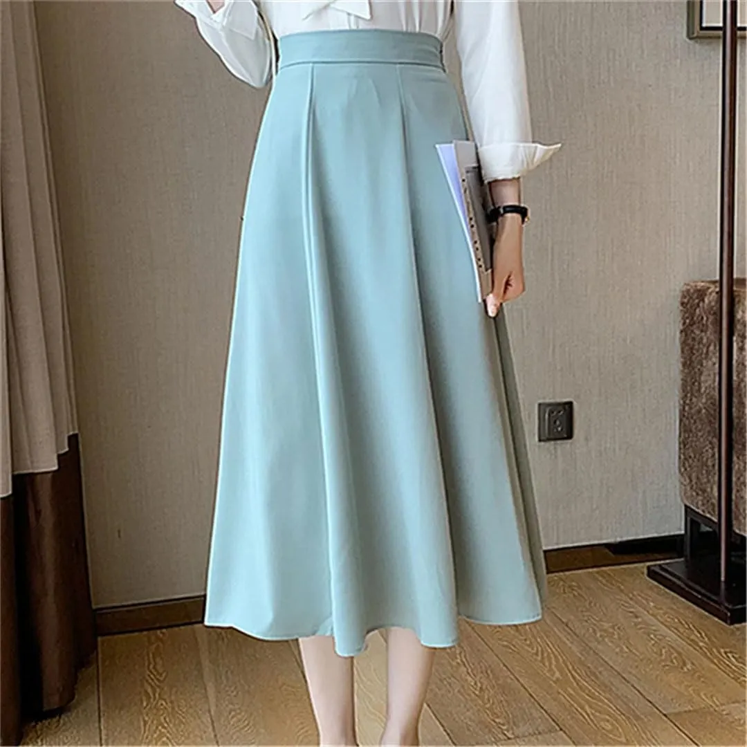 Women's Summer Elegant High Waist Solid A-Line Skirts