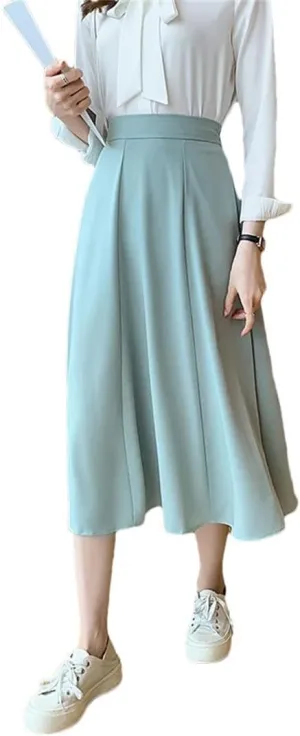 Women's Summer Elegant High Waist Solid A-Line Skirts