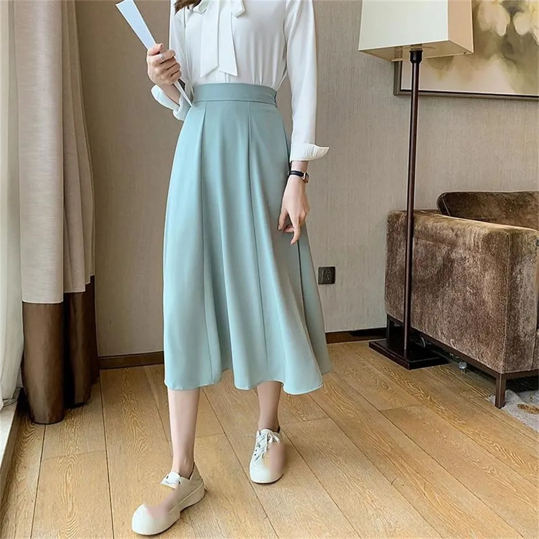 Women's Summer Elegant High Waist Solid A-Line Skirts