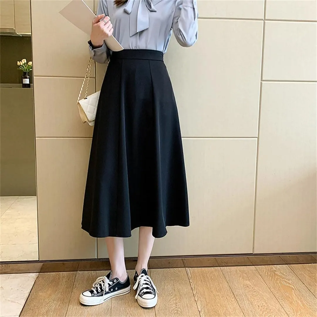 Women's Summer Elegant High Waist Solid A-Line Skirts