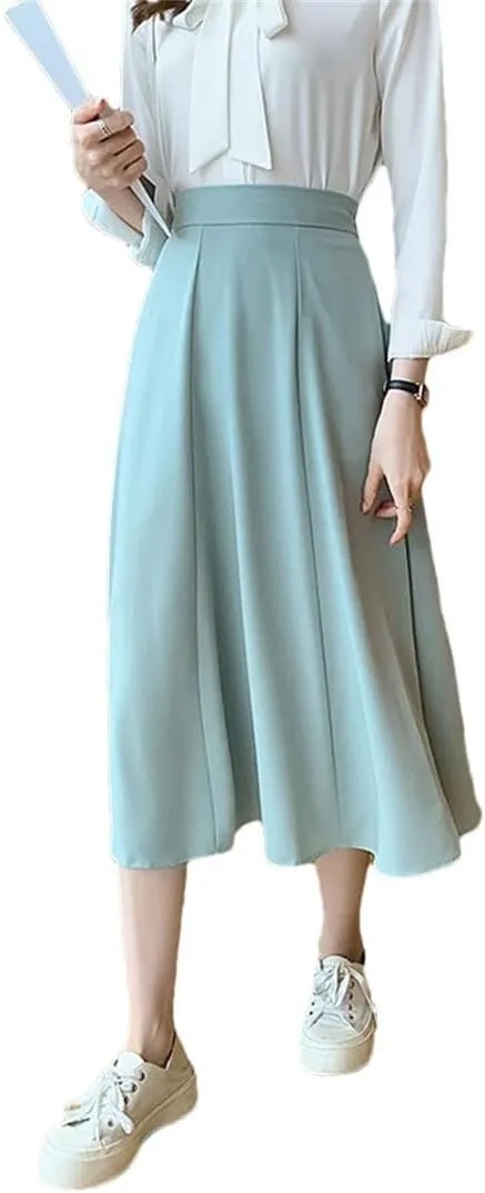 Women's Summer Elegant High Waist Solid A-Line Skirts