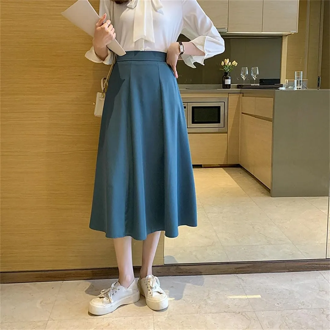Women's Summer Elegant High Waist Solid A-Line Skirts