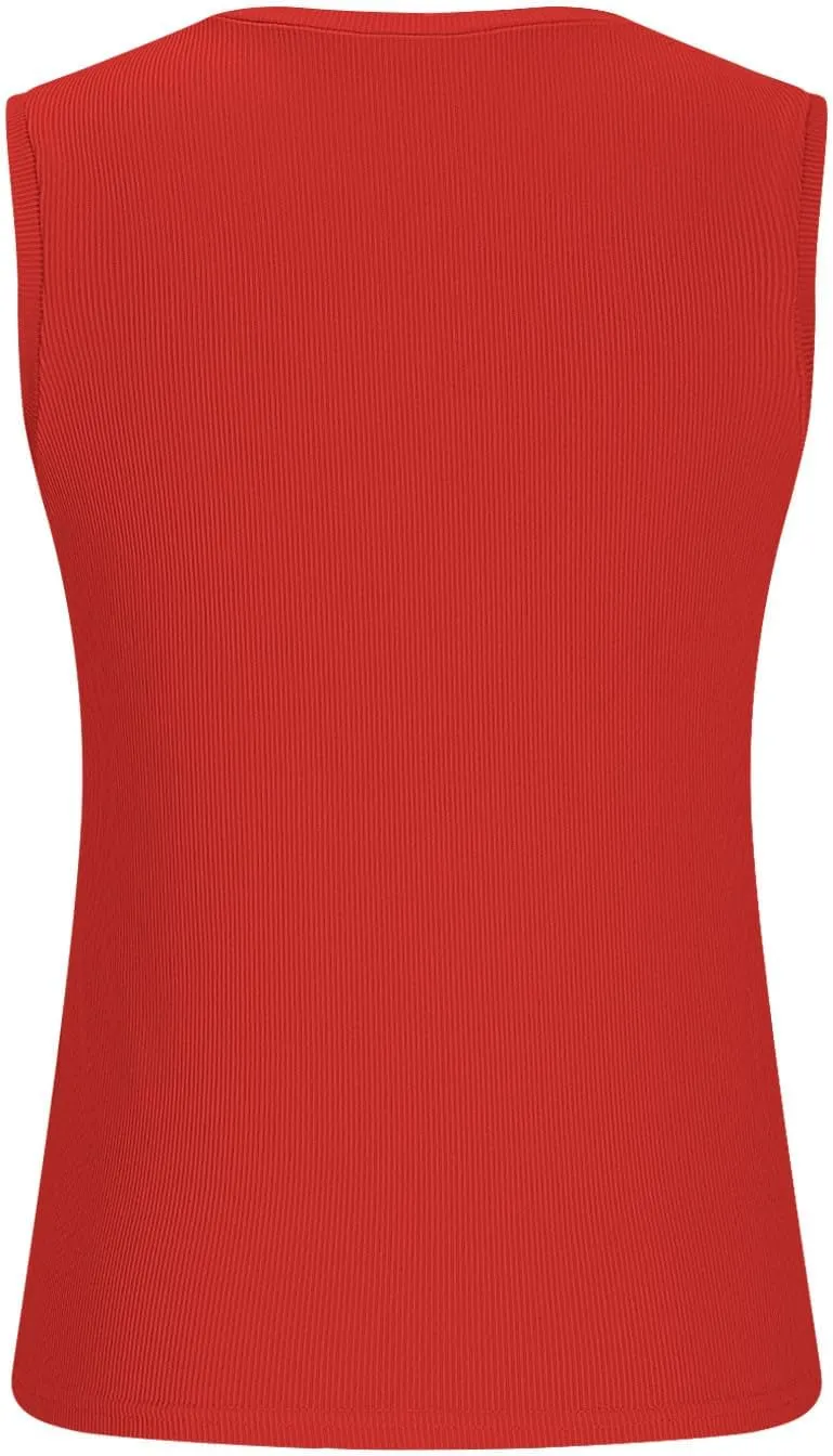 Women's Summer Ribbed Tank Tops Sleeveless Crew Neck Fitted Basic Cami Top Loose Fit Beach Vacation Outfit