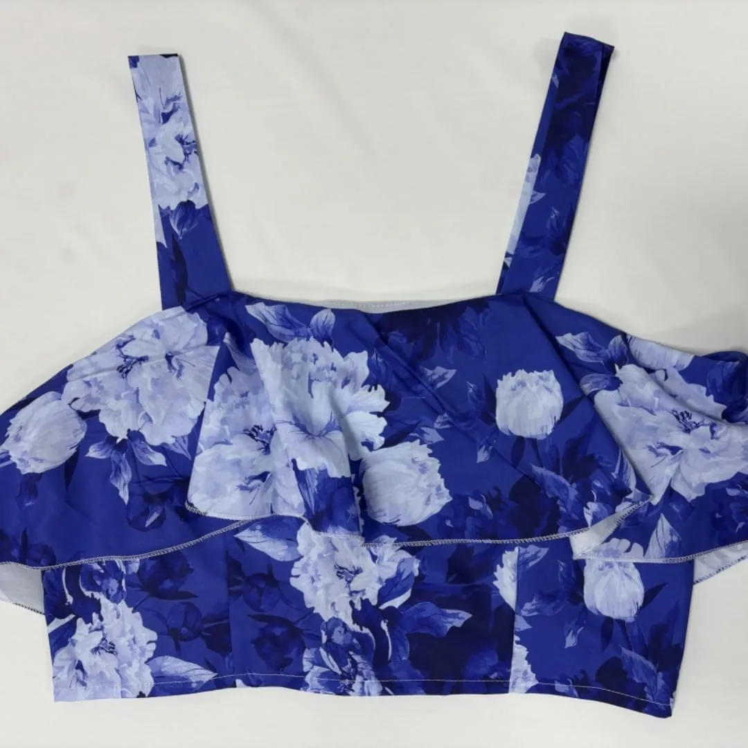 Women's Summer Ruffle Cami Top Maxi Skirt Dress Sets Floral Print Strap Tiered Ruffle Skirt Boho Beach Maxi Long Dress Sets