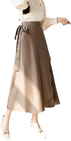 Women's Summer Vintage Irregular High Waist Solid Color A-Line Skirts