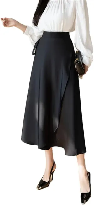 Women's Summer Vintage Irregular High Waist Solid Color A-Line Skirts