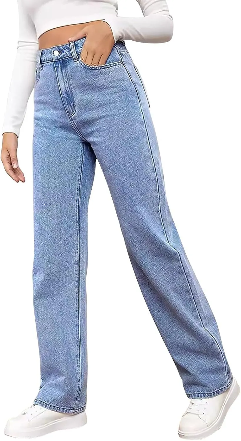 Womens Sweatpant Jeans Soft High Waisted Sweatpant That Look Like Jeans Plus Size Boyfriend Pants with Pockets