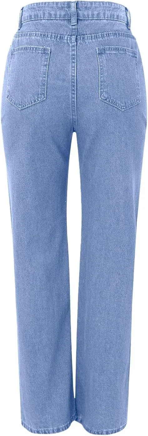 Womens Sweatpant Jeans Soft High Waisted Sweatpant That Look Like Jeans Plus Size Boyfriend Pants with Pockets