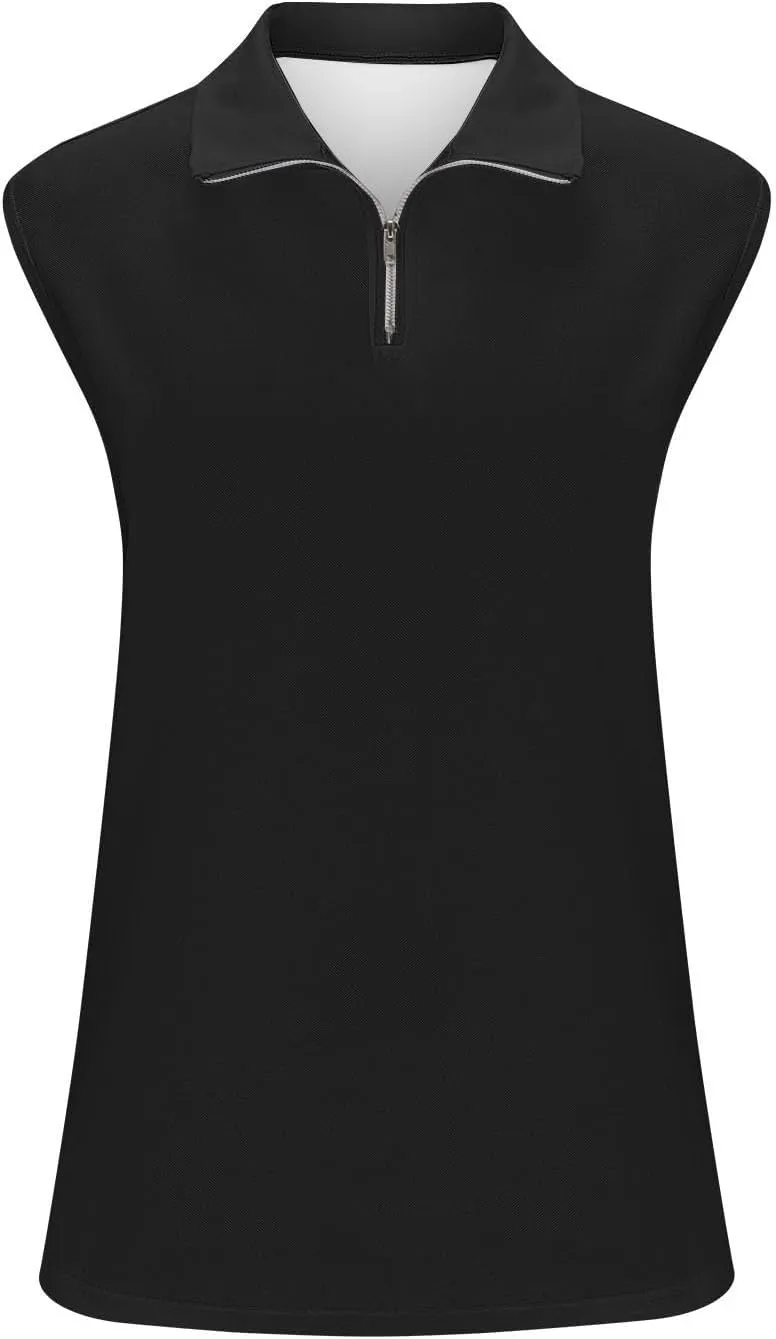 Womens Tank Tops Zipper V Neck Sleeveless Shirts Dressy Casual Summer Golf Tennis Shirts Going Out Y2k Streetwear