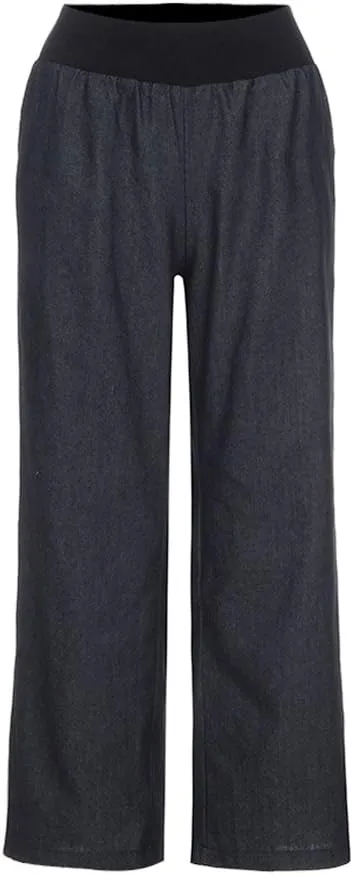 Womens Wide Leg Jeans Casual Baggy High Waisted Stretch Denim Pants Trousers