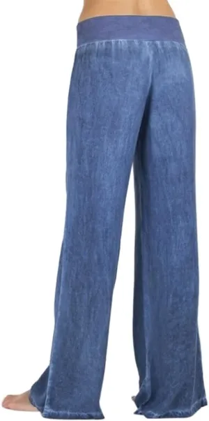 Womens Wide Leg Jeans Casual Baggy High Waisted Stretch Denim Pants Trousers