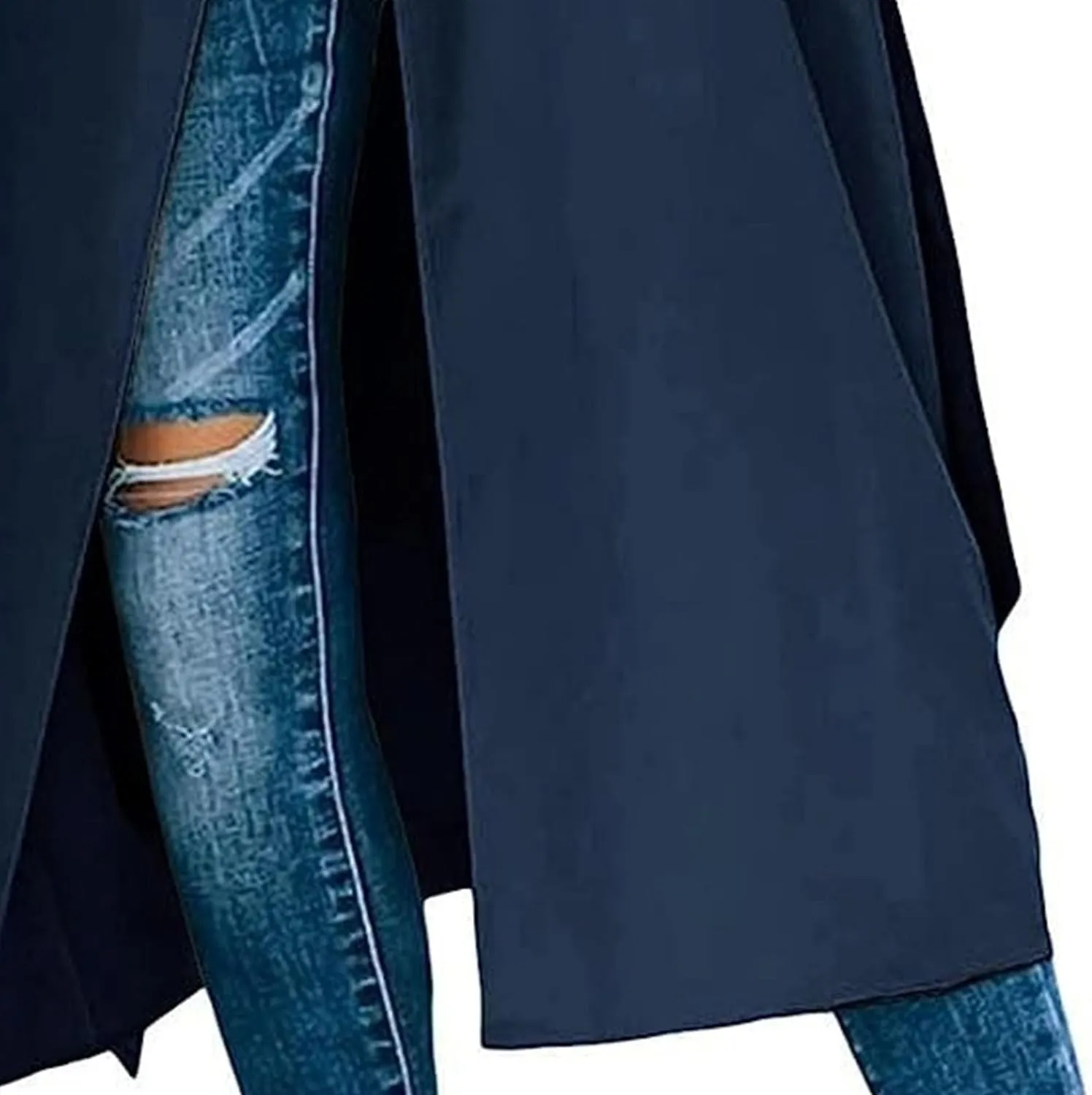 Women's Windproof Trench Coat Notched Lapel Double Breasted Long Overcoat Casual Fall Winter Windbreaker Outerwear