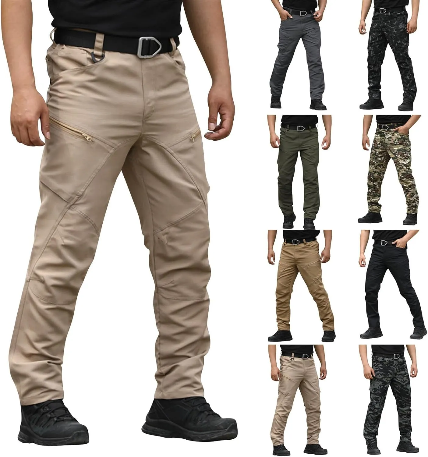 Work Pants for Men Stretch Hunting Resistant Lightweight Cargo Pants Multi-Pocket Classic Flexcamo Hiking Pants