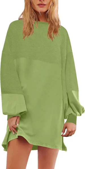 WYTong Summer Dresses for Women 2025 Casual Loose Long Sleeve Dresses Casual Ruffle A Line Swing Short Dresses