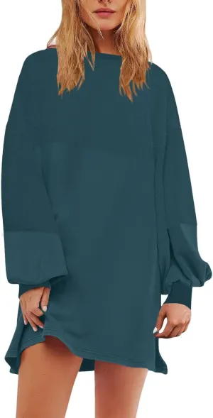 WYTong Summer Dresses for Women 2025 Casual Loose Long Sleeve Dresses Casual Ruffle A Line Swing Short Dresses